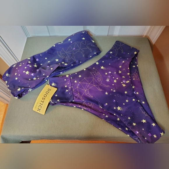 NWT 2 pc. Starry Sky/Constellations Print Bandeau Bikini - Sz. Small - Picture 1 of 6